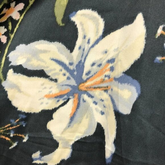 Cinq a sept (5 a 7) floral lily print black satin mesh  panel tie shoulders - Picture 9 of 13